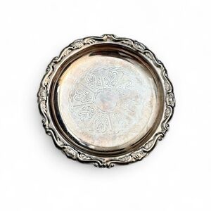 Vintage Silver Plated Trinket Dish Coaster Ring Holder Baroque Made in Italy